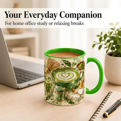 #pl[11oz|Green] Matcha Latte Coffee Mug, Green Tea Mug, Ceramic Cup