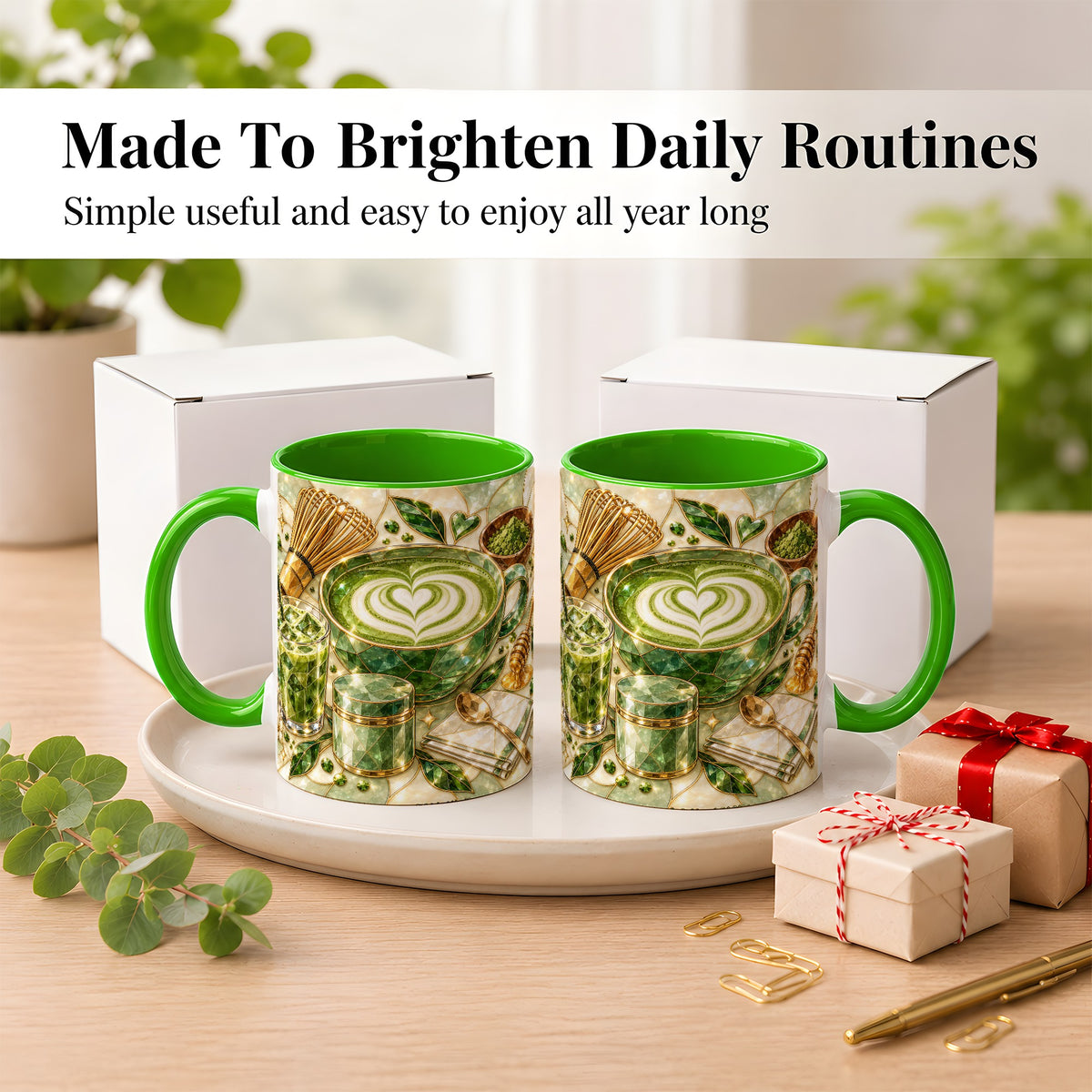 #pl[11oz|Green] Matcha Latte Coffee Mug, Green Tea Mug, Ceramic Cup