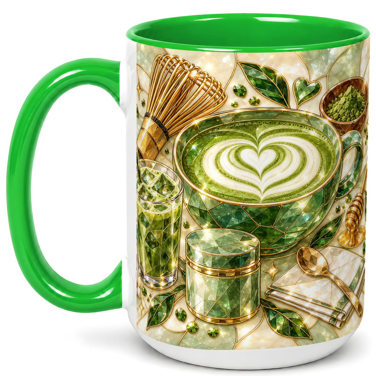 #pl[15oz|Green] Matcha Latte Coffee Mug, Green Tea Mug, Ceramic Cup