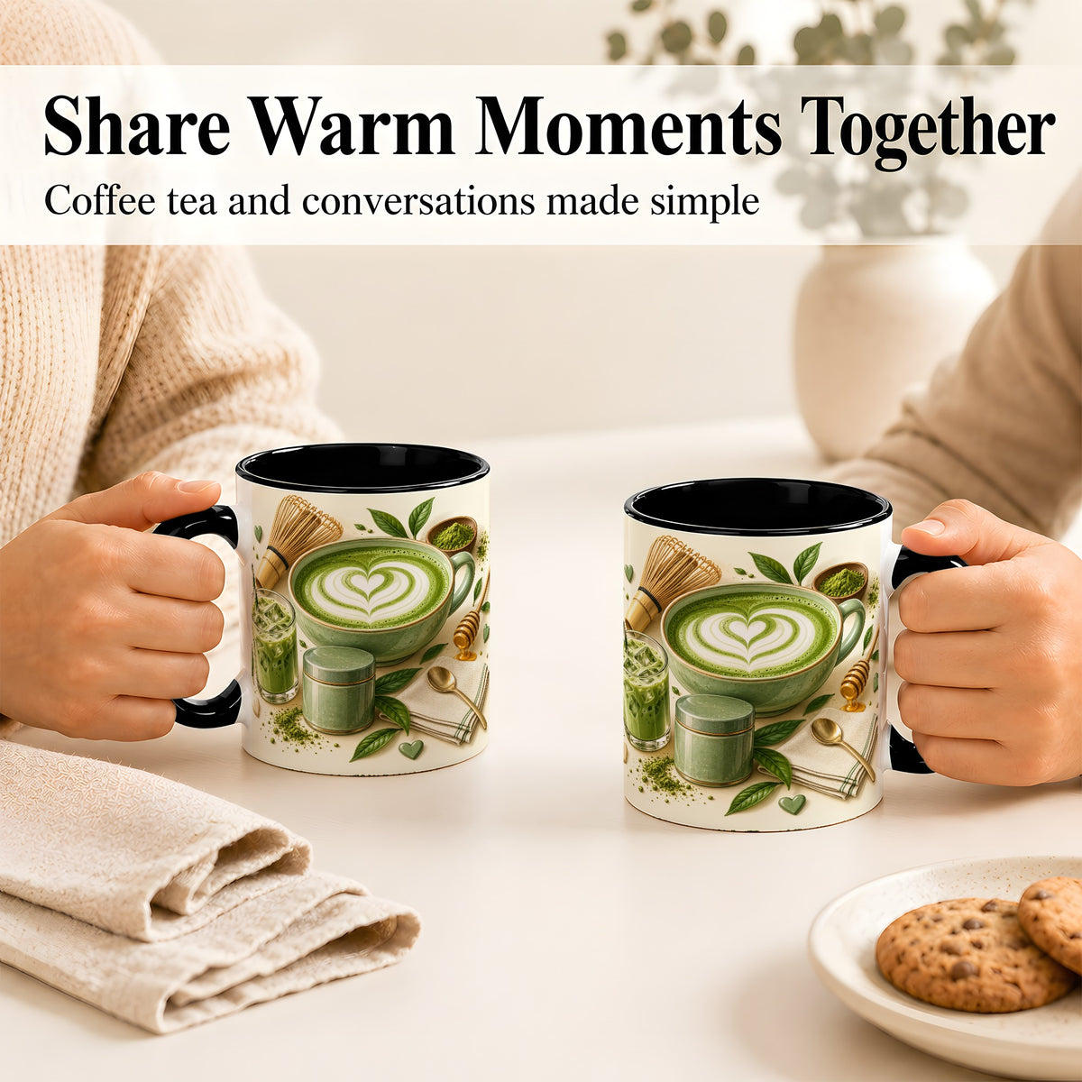 #pl[11oz|Black] Matcha Latte Coffee Mug, Green Tea Mug, Ceramic Cup