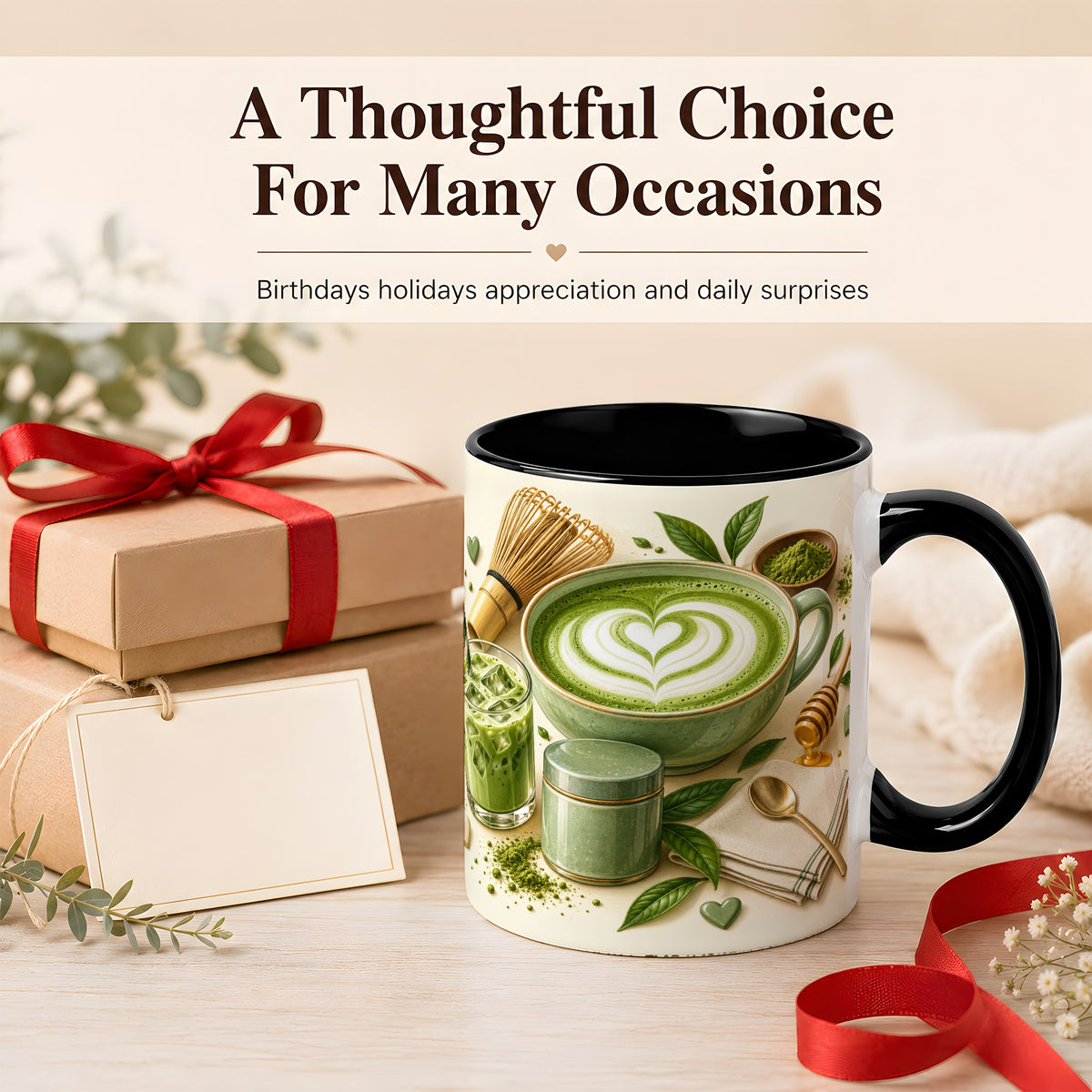 #pl[11oz|Black] Matcha Latte Coffee Mug, Green Tea Mug, Ceramic Cup