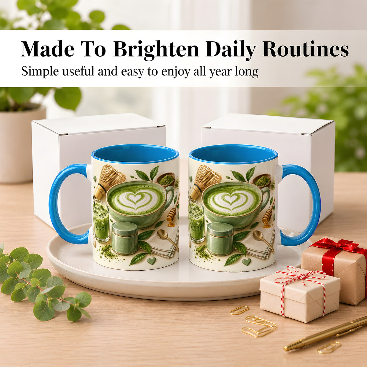 #pl[11oz|Blue] Matcha Latte Coffee Mug, Green Tea Mug, Ceramic Cup