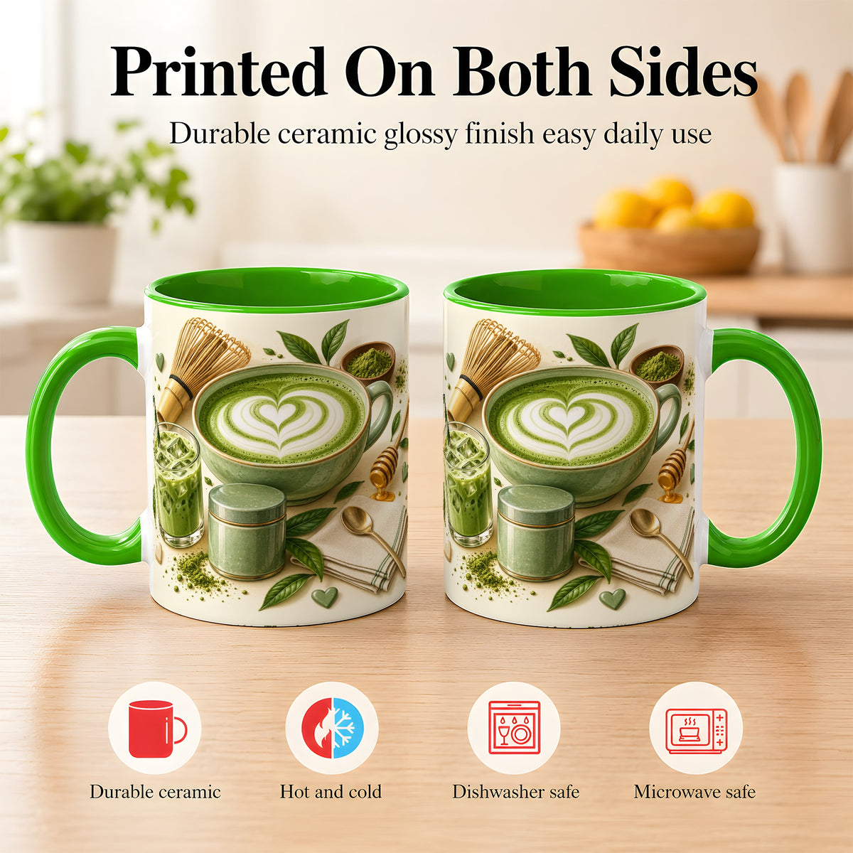#pl[11oz|Green] Matcha Latte Coffee Mug, Green Tea Mug, Ceramic Cup