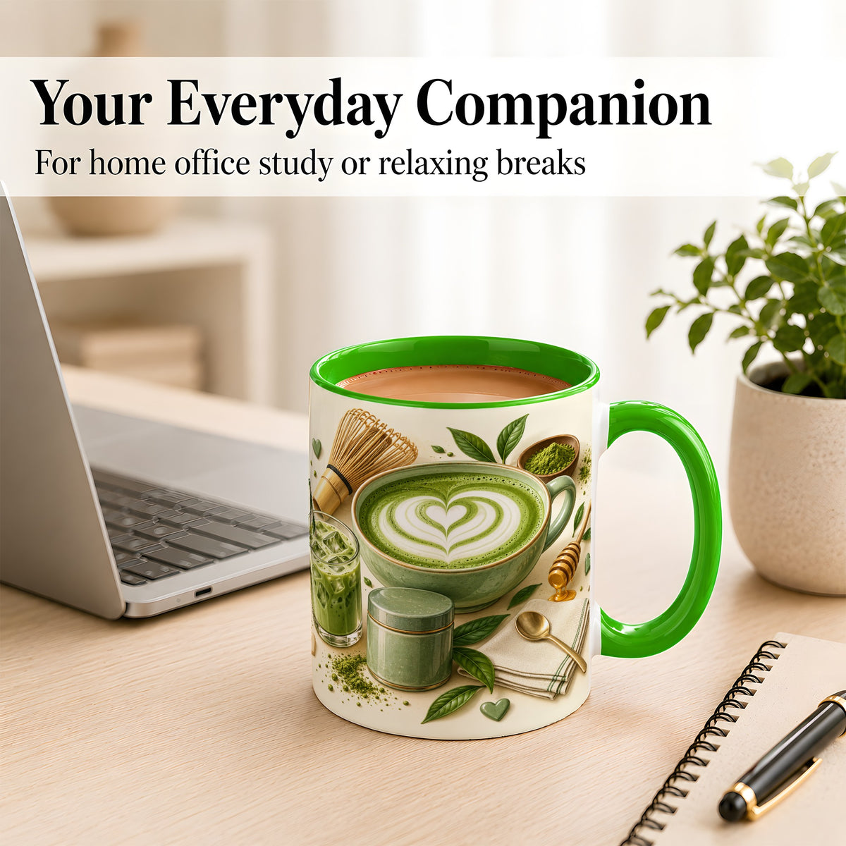 #pl[11oz|Green] Matcha Latte Coffee Mug, Green Tea Mug, Ceramic Cup
