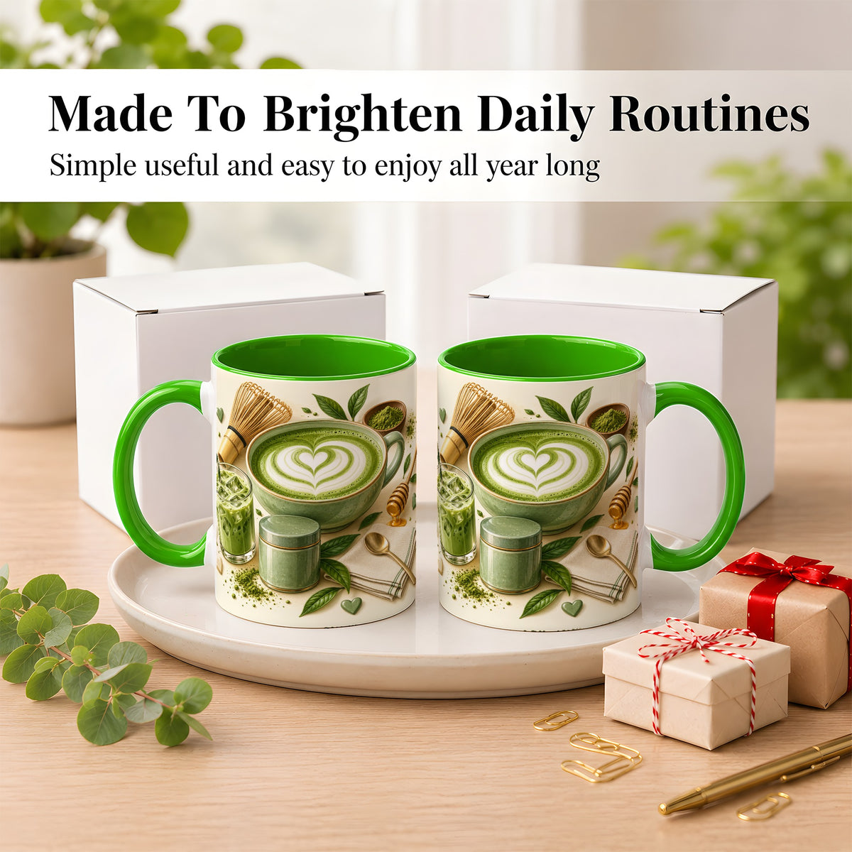 #pl[11oz|Green] Matcha Latte Coffee Mug, Green Tea Mug, Ceramic Cup