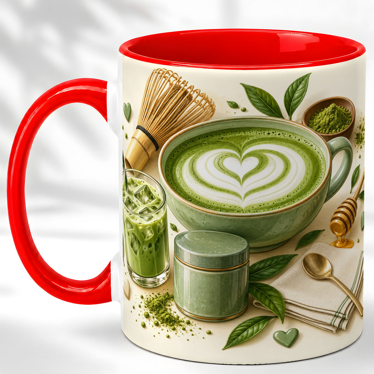 Matcha Latte Coffee Mug, Green Tea Mug, Ceramic Cup