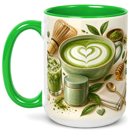#pl[15oz|Green] Matcha Latte Coffee Mug, Green Tea Mug, Ceramic Cup