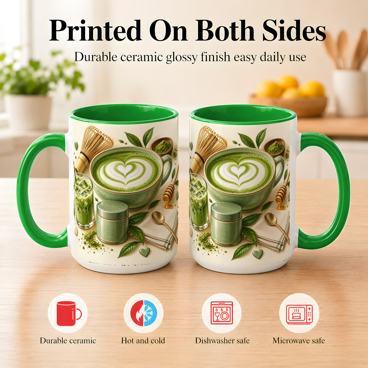 #pl[15oz|Green] Matcha Latte Coffee Mug, Green Tea Mug, Ceramic Cup