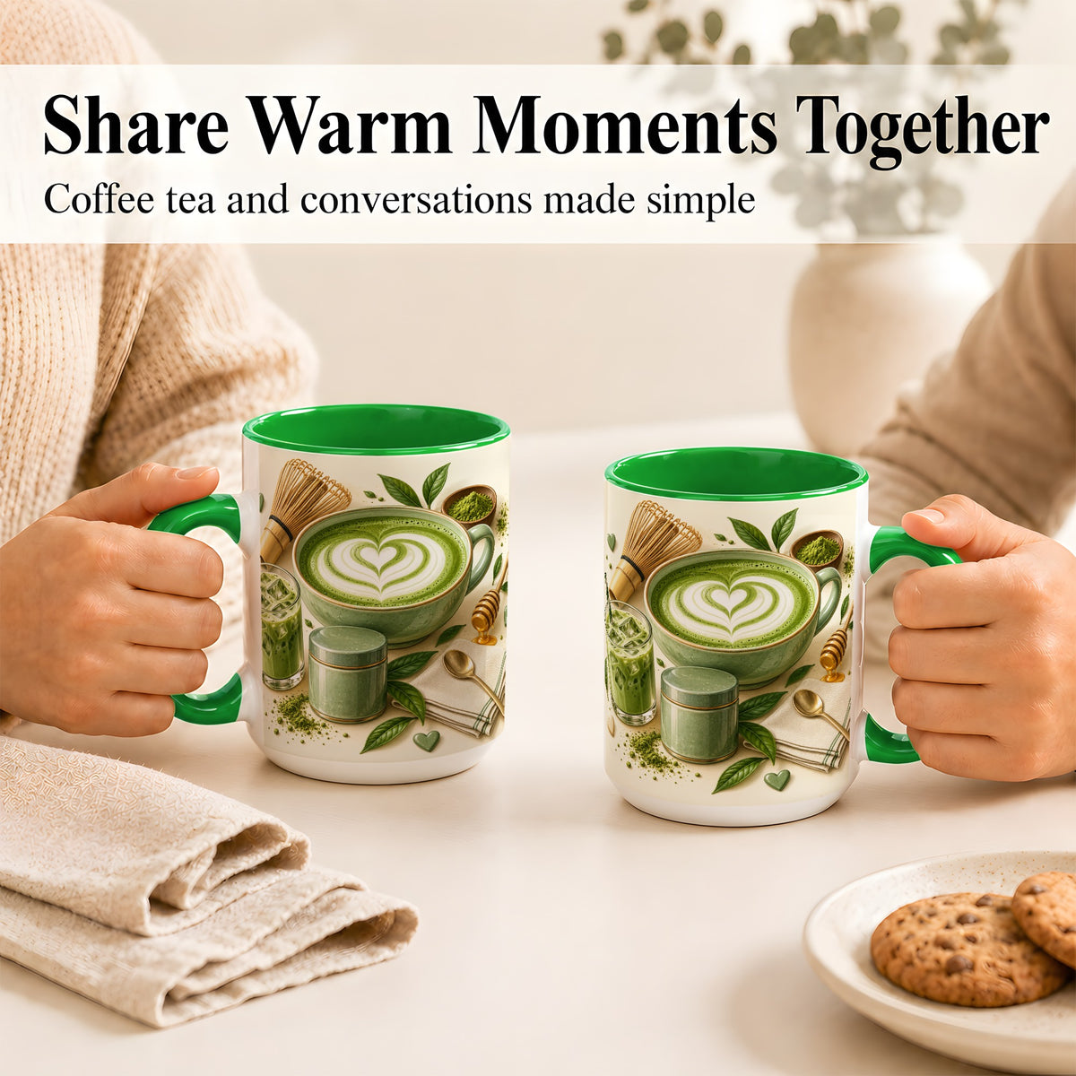 #pl[15oz|Green] Matcha Latte Coffee Mug, Green Tea Mug, Ceramic Cup