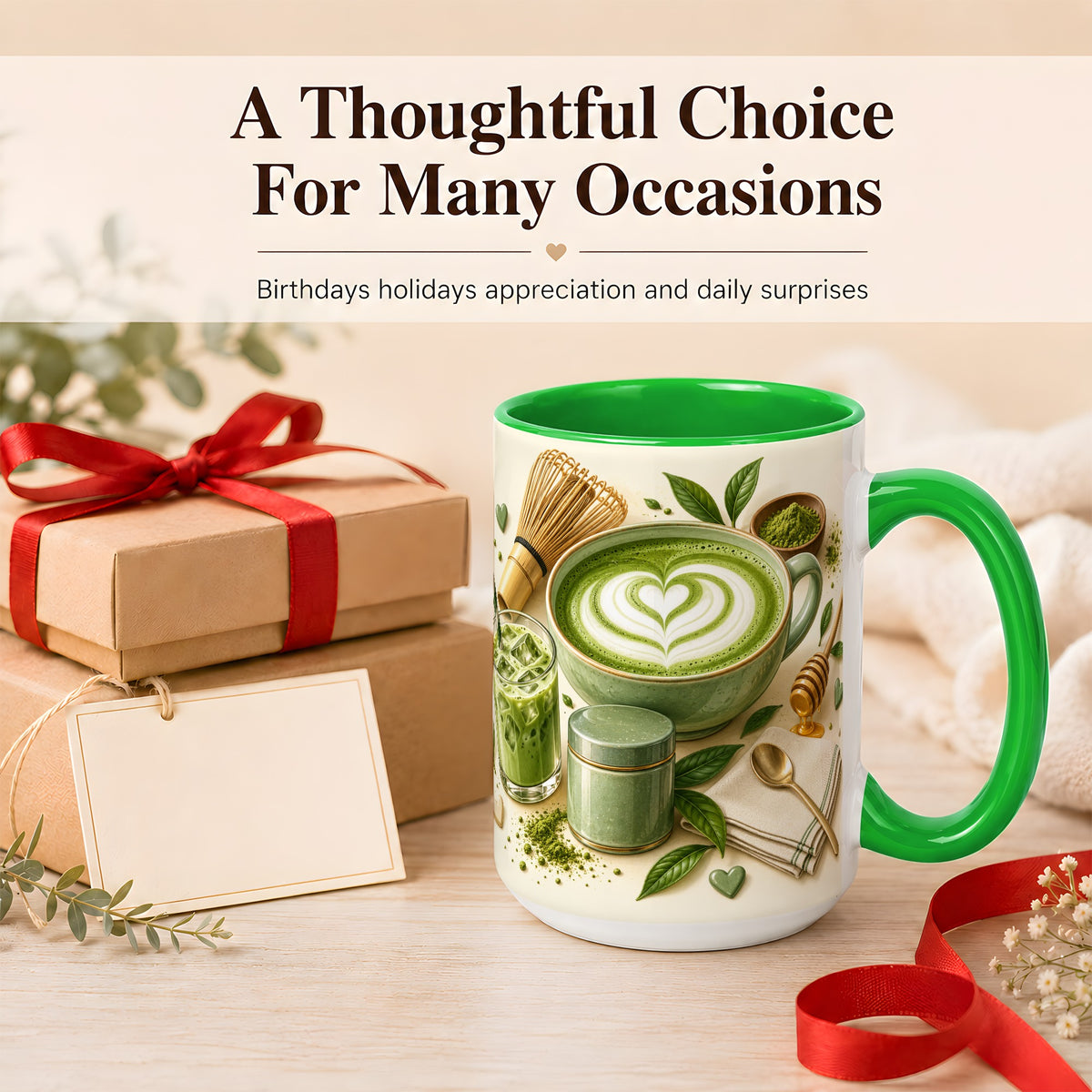 #pl[15oz|Green] Matcha Latte Coffee Mug, Green Tea Mug, Ceramic Cup
