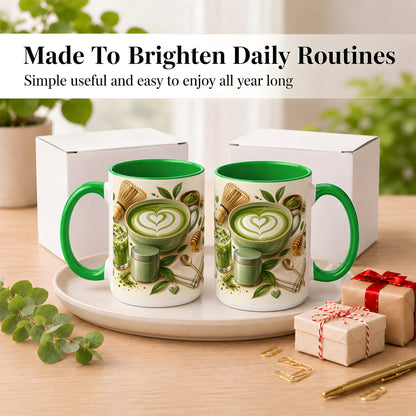 #pl[15oz|Green] Matcha Latte Coffee Mug, Green Tea Mug, Ceramic Cup