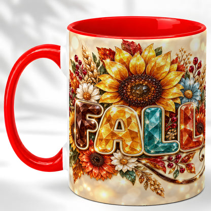 Fall Sunflower Coffee Mug, Autumn Floral Mug, Ceramic Cup