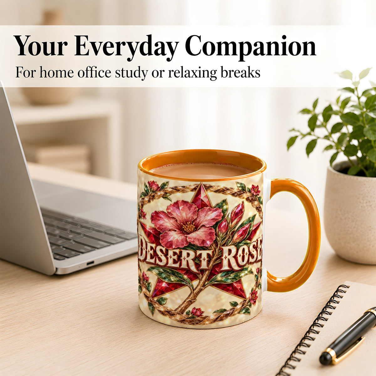 #pl[11oz|Orange] Western Floral Star Coffee Mug, Rose Blossom Mug, Ceramic Cup