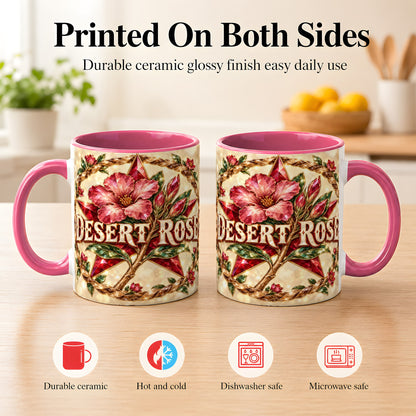 #pl[11oz|Pink] Western Floral Star Coffee Mug, Rose Blossom Mug, Ceramic Cup