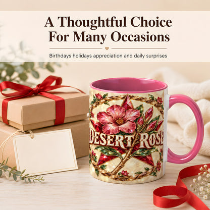 #pl[11oz|Pink] Western Floral Star Coffee Mug, Rose Blossom Mug, Ceramic Cup