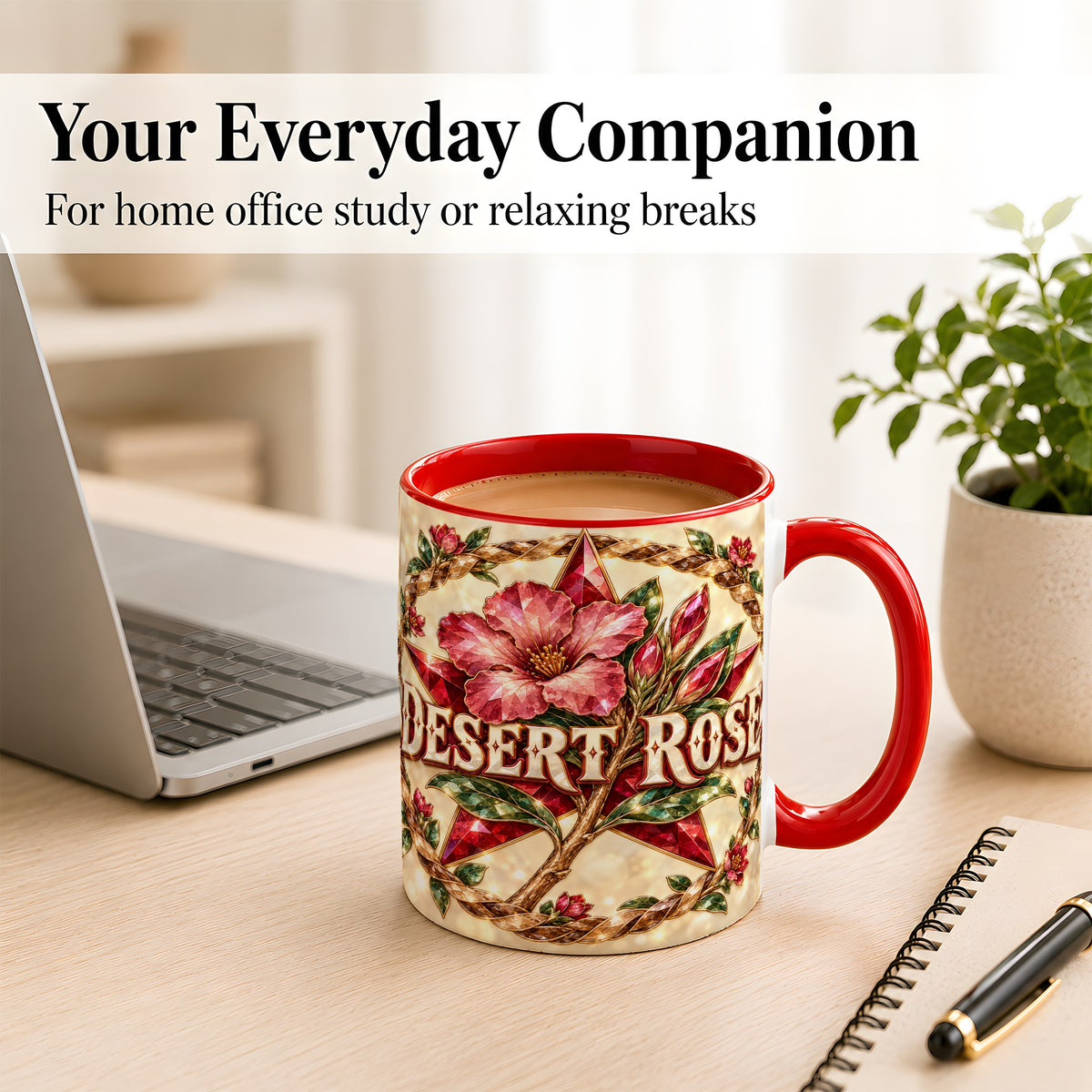 #pl[11oz|Red] Western Floral Star Coffee Mug, Rose Blossom Mug, Ceramic Cup