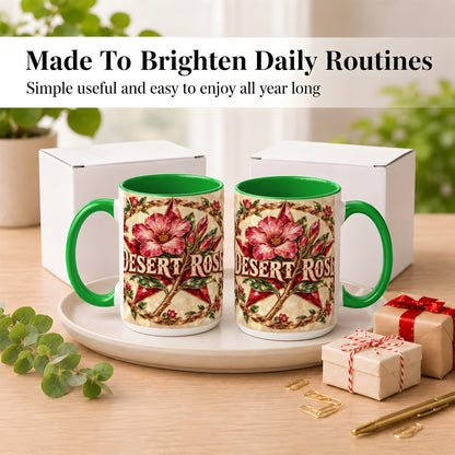 #pl[15oz|Green] Western Floral Star Coffee Mug, Rose Blossom Mug, Ceramic Cup