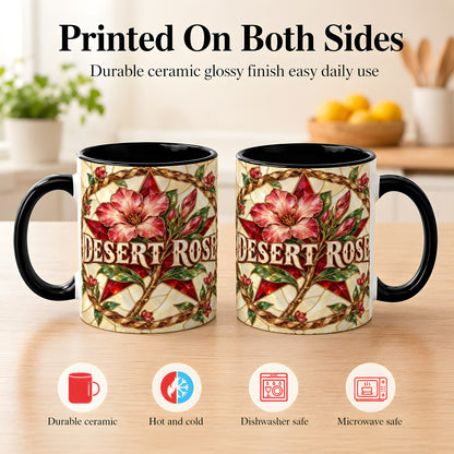 #pl[11oz|Black] Western Floral Star Coffee Mug, Rose Blossom Mug, Ceramic Cup