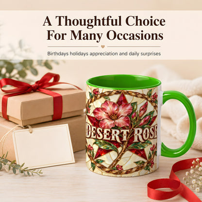 #pl[11oz|Green] Western Floral Star Coffee Mug, Rose Blossom Mug, Ceramic Cup