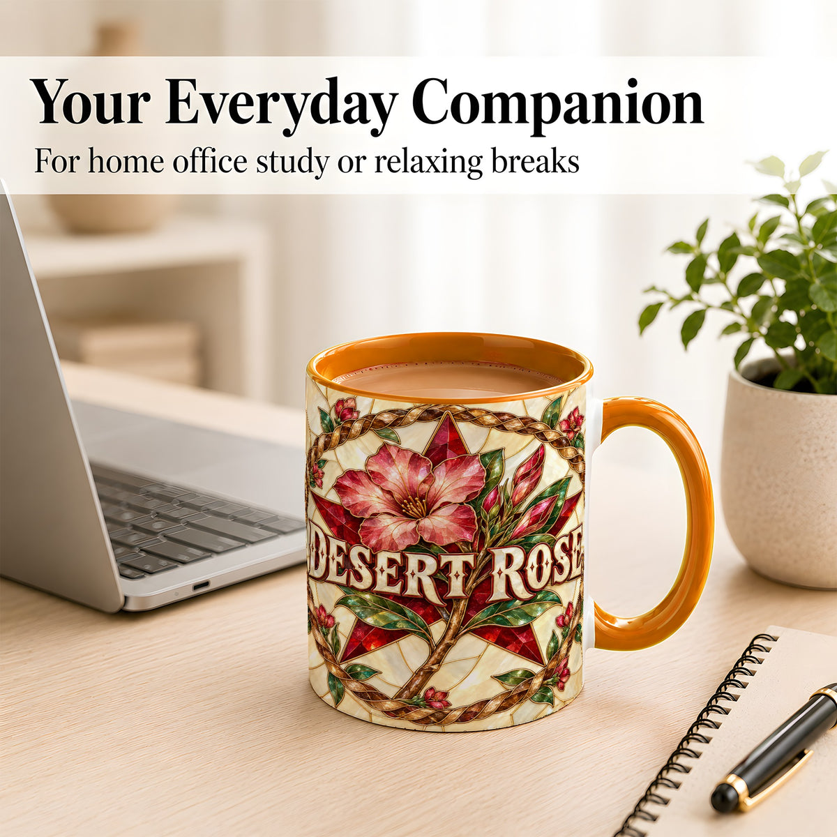 #pl[11oz|Orange] Western Floral Star Coffee Mug, Rose Blossom Mug, Ceramic Cup