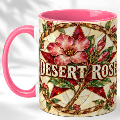 #pl[11oz|Pink] Western Floral Star Coffee Mug, Rose Blossom Mug, Ceramic Cup