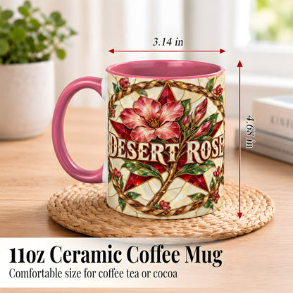 #pl[11oz|Pink] Western Floral Star Coffee Mug, Rose Blossom Mug, Ceramic Cup