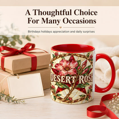 #pl[11oz|Red] Western Floral Star Coffee Mug, Rose Blossom Mug, Ceramic Cup