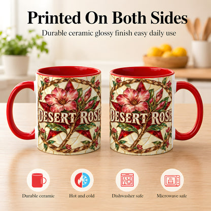 #pl[11oz|Red] Western Floral Star Coffee Mug, Rose Blossom Mug, Ceramic Cup