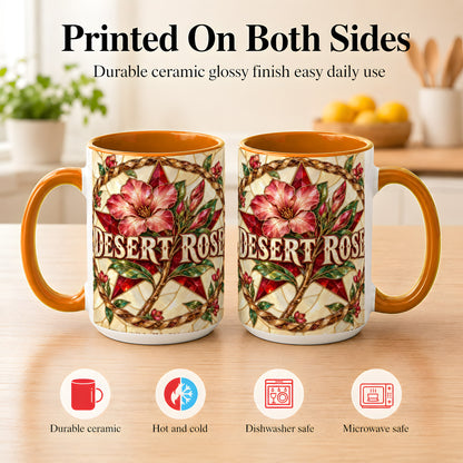 #pl[15oz|Orange] Western Floral Star Coffee Mug, Rose Blossom Mug, Ceramic Cup