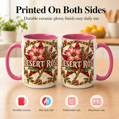 #pl[15oz|Pink] Western Floral Star Coffee Mug, Rose Blossom Mug, Ceramic Cup