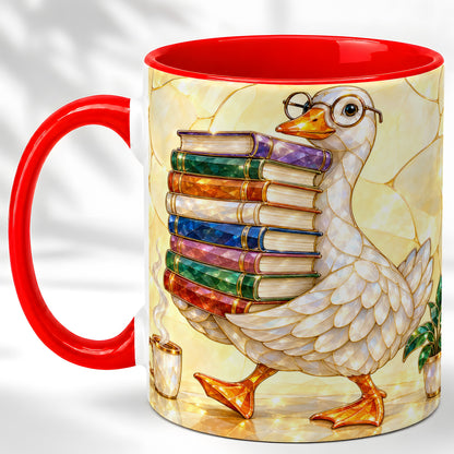Bookish Goose Coffee Mug, Reading Goose Mug, Ceramic Cup