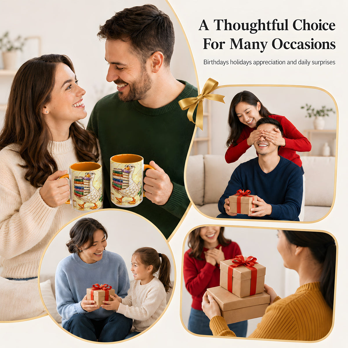 #pl[15oz|Orange] Bookish Goose Coffee Mug, Reading Goose Mug, Ceramic Cup