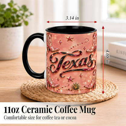 #pl[11oz|Black] Western Cowboy Boots Coffee Mug, Pink Cowgirl Mug, Ceramic Cup