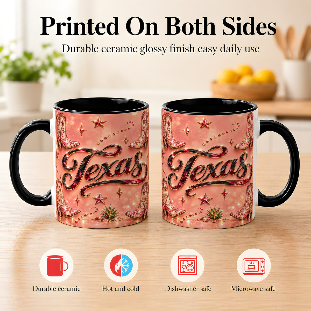 #pl[11oz|Black] Western Cowboy Boots Coffee Mug, Pink Cowgirl Mug, Ceramic Cup