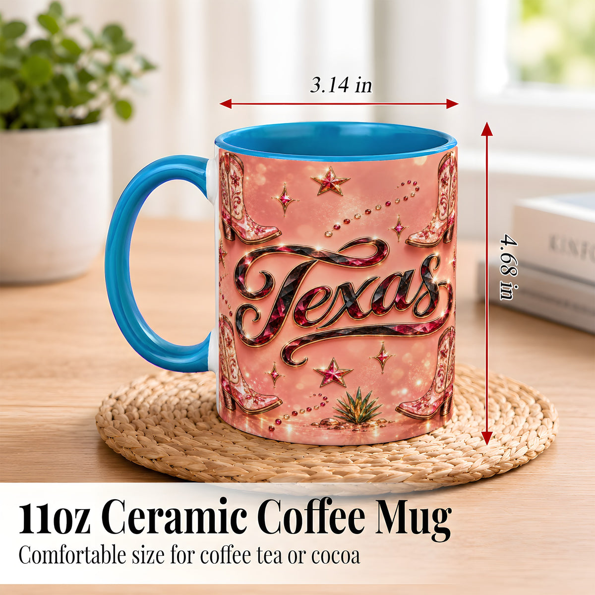 #pl[11oz|Blue] Western Cowboy Boots Coffee Mug, Pink Cowgirl Mug, Ceramic Cup
