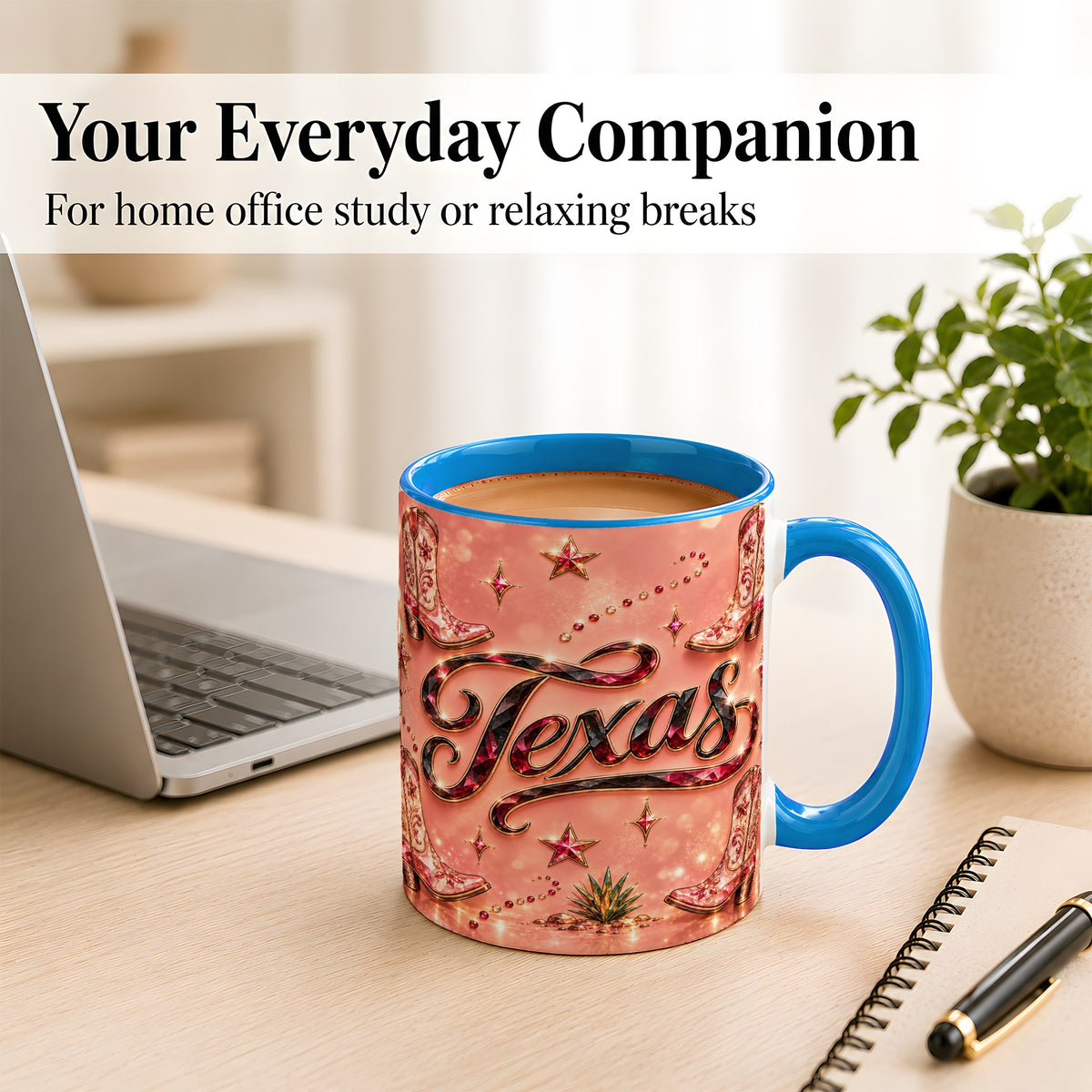 #pl[11oz|Blue] Western Cowboy Boots Coffee Mug, Pink Cowgirl Mug, Ceramic Cup