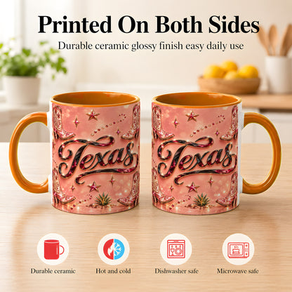 #pl[11oz|Orange] Western Cowboy Boots Coffee Mug, Pink Cowgirl Mug, Ceramic Cup