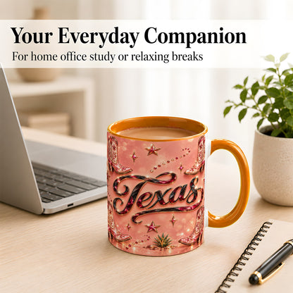 #pl[11oz|Orange] Western Cowboy Boots Coffee Mug, Pink Cowgirl Mug, Ceramic Cup