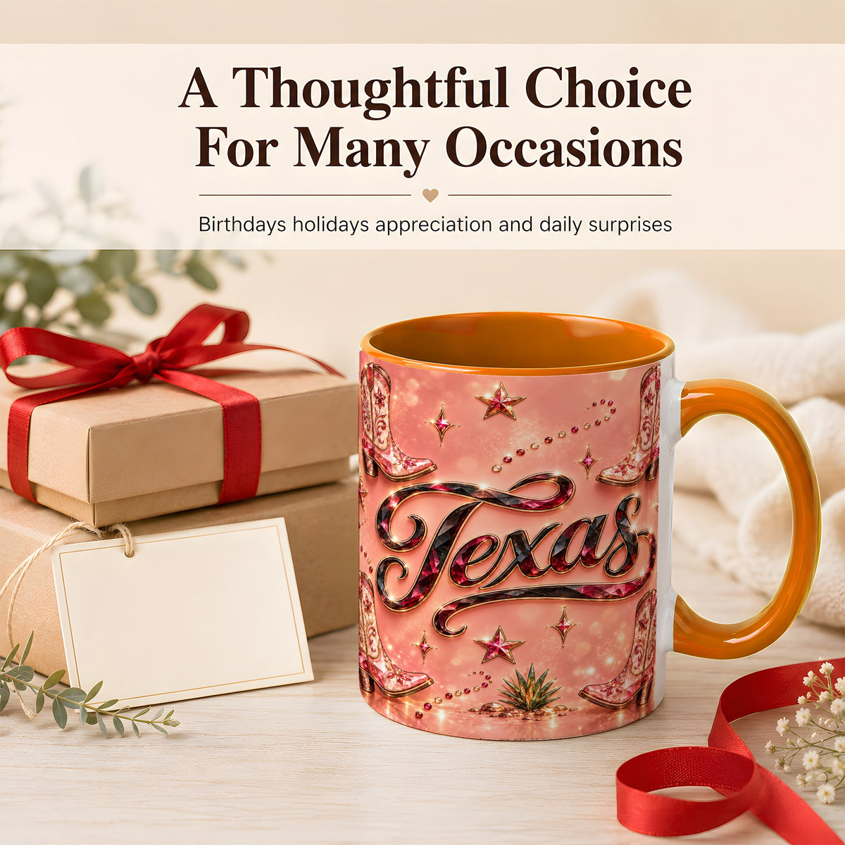 #pl[11oz|Orange] Western Cowboy Boots Coffee Mug, Pink Cowgirl Mug, Ceramic Cup