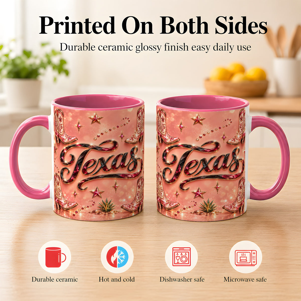 #pl[11oz|Pink] Western Cowboy Boots Coffee Mug, Pink Cowgirl Mug, Ceramic Cup