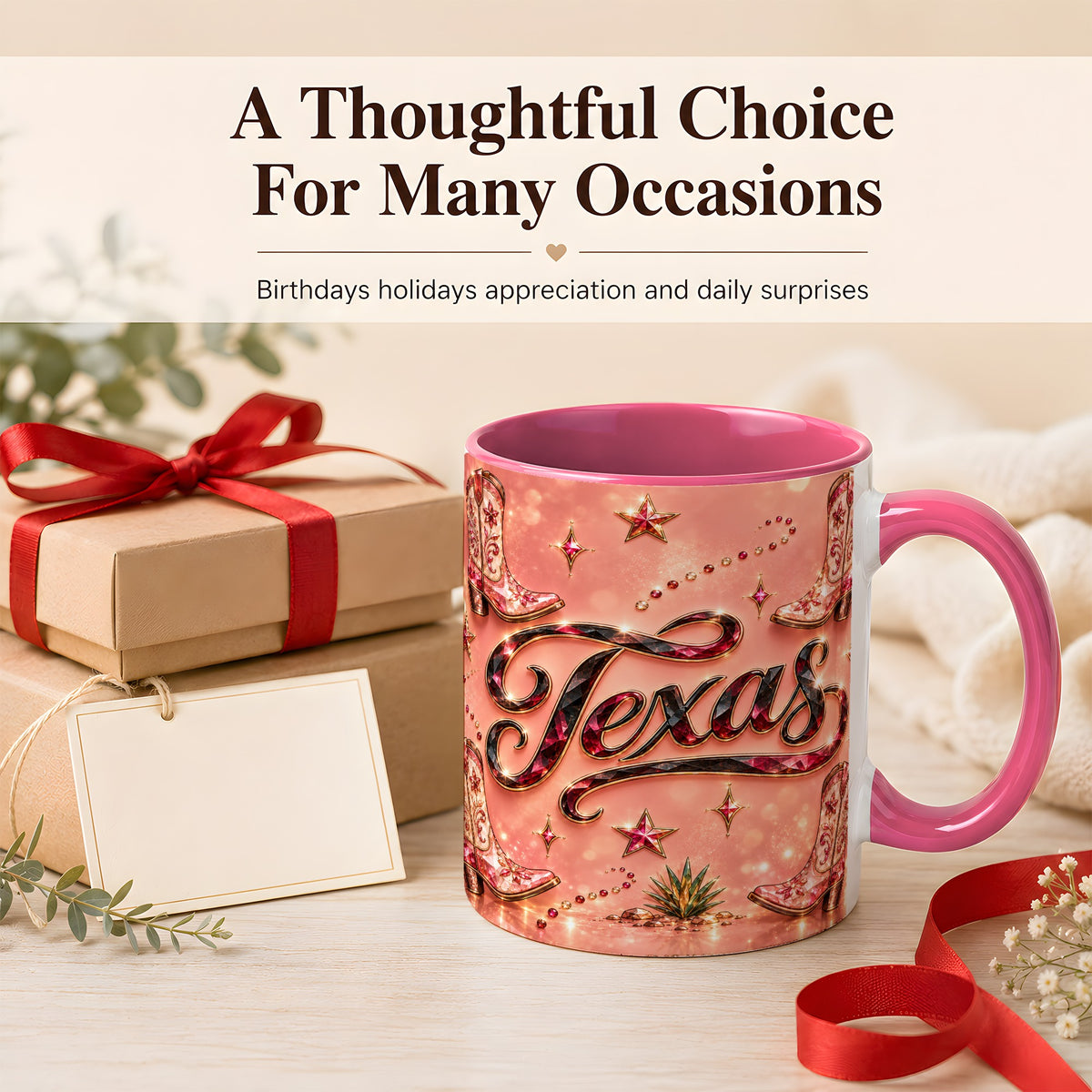 #pl[11oz|Pink] Western Cowboy Boots Coffee Mug, Pink Cowgirl Mug, Ceramic Cup