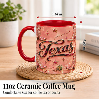 #pl[11oz|Red] Western Cowboy Boots Coffee Mug, Pink Cowgirl Mug, Ceramic Cup