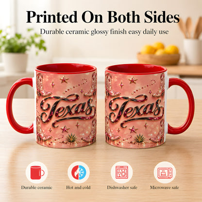 #pl[11oz|Red] Western Cowboy Boots Coffee Mug, Pink Cowgirl Mug, Ceramic Cup