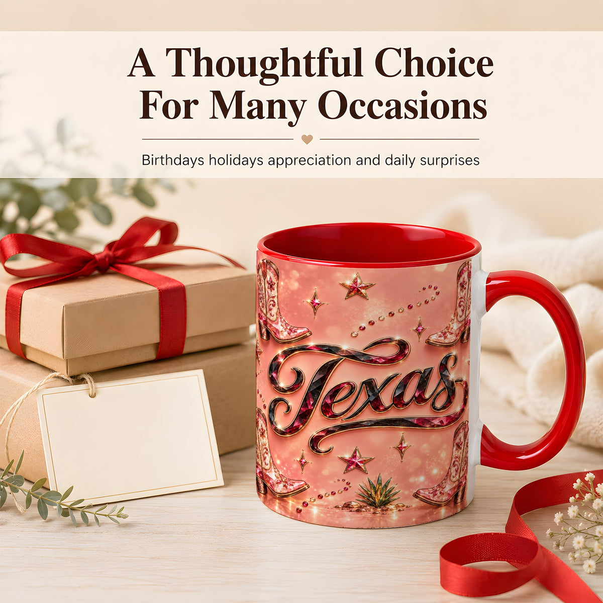 #pl[11oz|Red] Western Cowboy Boots Coffee Mug, Pink Cowgirl Mug, Ceramic Cup