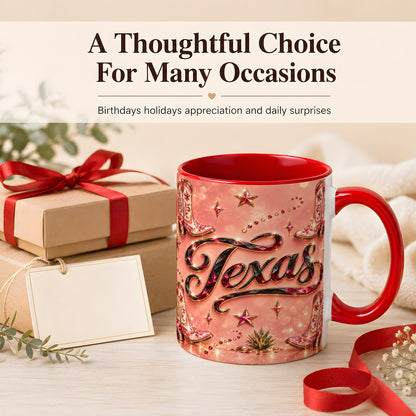 #pl[11oz|Red] Western Cowboy Boots Coffee Mug, Pink Cowgirl Mug, Ceramic Cup
