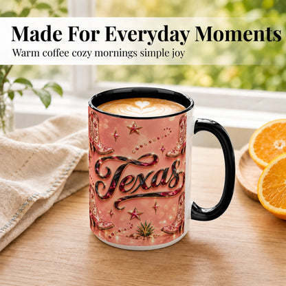 #pl[15oz|Black] Western Cowboy Boots Coffee Mug, Pink Cowgirl Mug, Ceramic Cup
