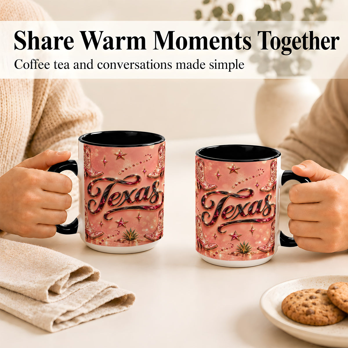 #pl[15oz|Black] Western Cowboy Boots Coffee Mug, Pink Cowgirl Mug, Ceramic Cup