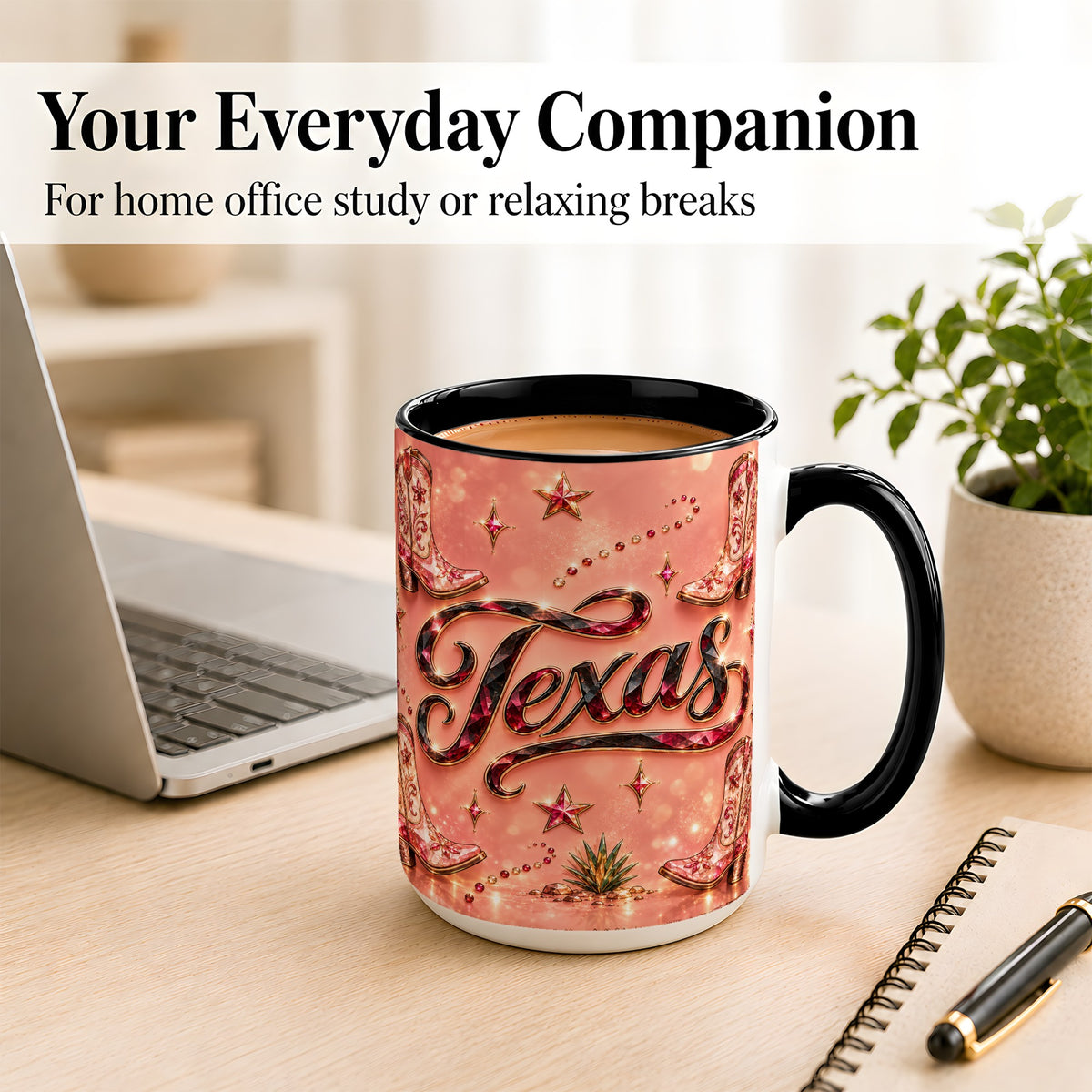 #pl[15oz|Black] Western Cowboy Boots Coffee Mug, Pink Cowgirl Mug, Ceramic Cup