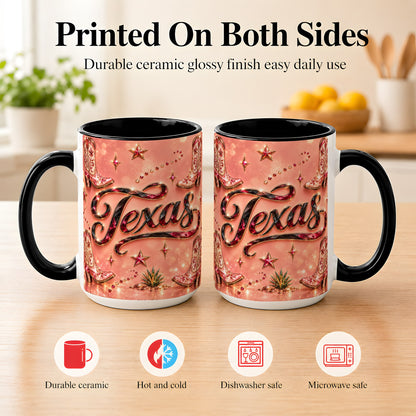 #pl[15oz|Black] Western Cowboy Boots Coffee Mug, Pink Cowgirl Mug, Ceramic Cup