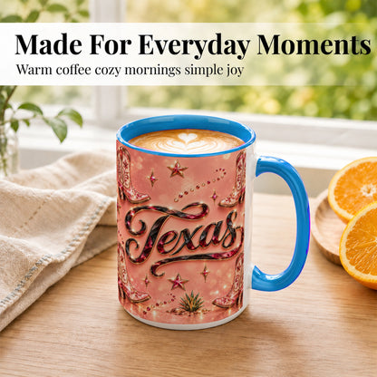 #pl[15oz|Blue] Western Cowboy Boots Coffee Mug, Pink Cowgirl Mug, Ceramic Cup